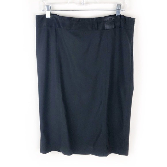 Theory- Black Pencil Skirt bow ribbon belt hem - Picture 1 of 13